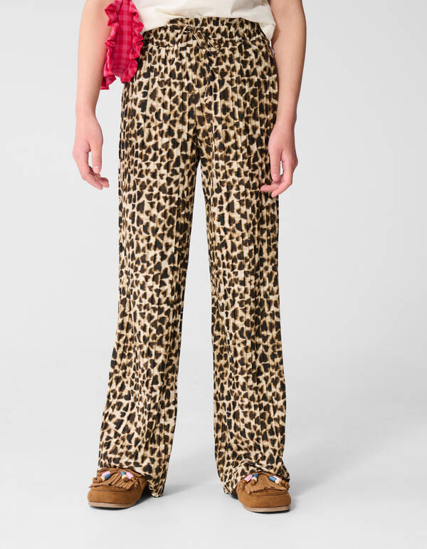 Pliss&eacute; Leopard Broek Lichtbruin SHOEBY GIRLS