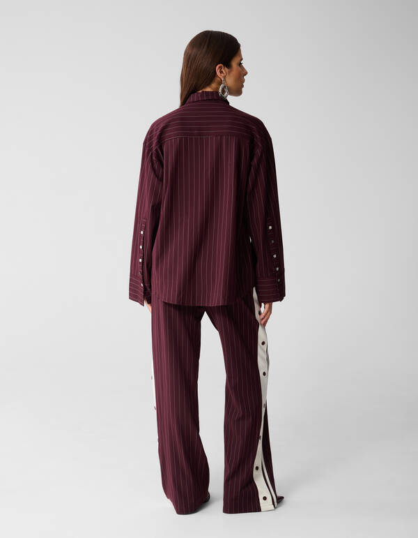 Oversized Pinstripe Blouse Donkerrood SHOEBY WOMEN