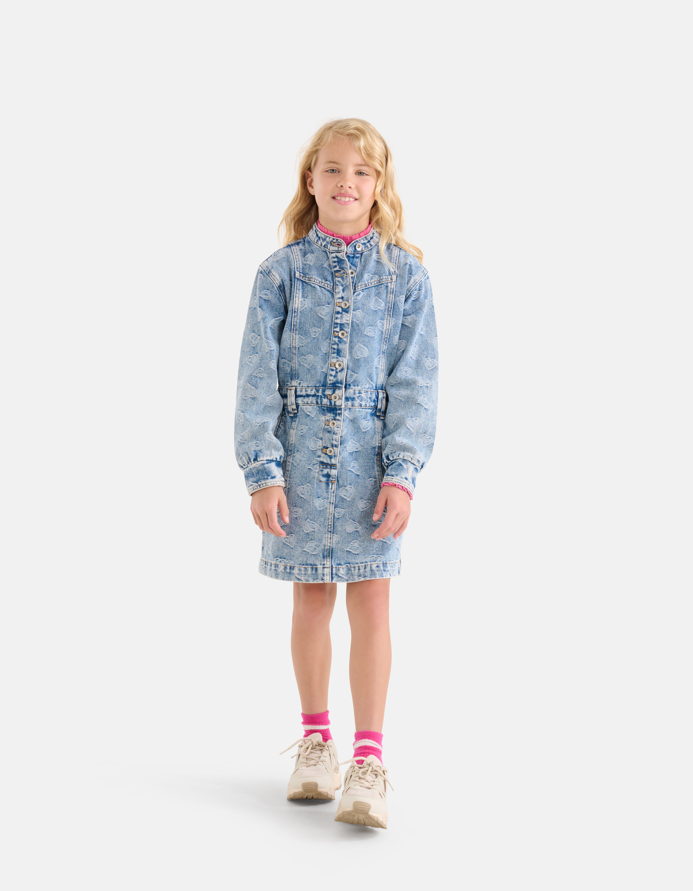Jacquard Denim Jurk Blauw SHOEBY GIRLS