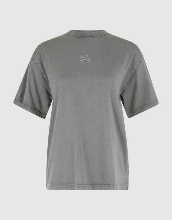 Washed Logo T-shirt Lichtgrijs SHOEBY WOMEN