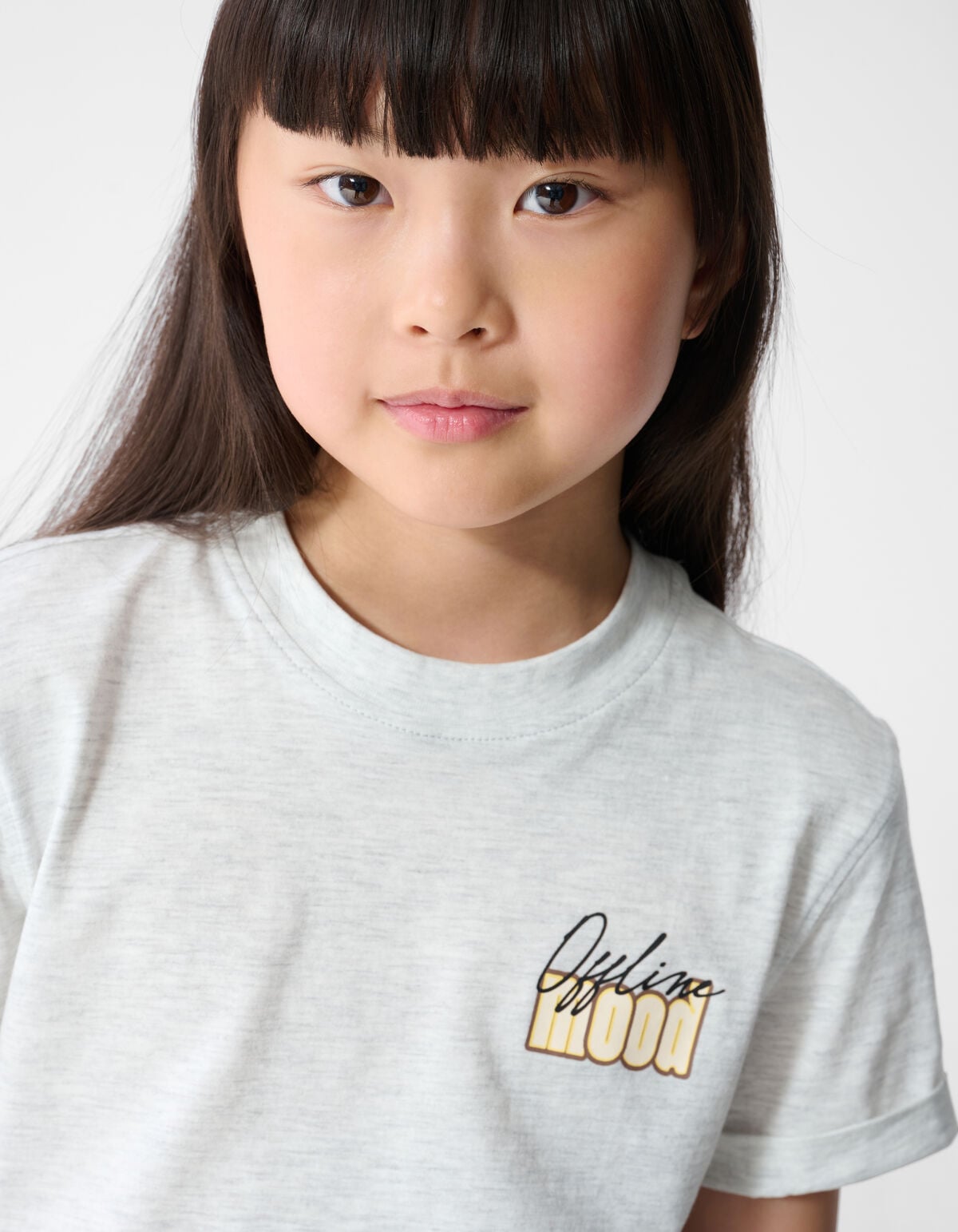Offline Mood Artwork T-shirt Lichtgrijs SHOEBY GIRLS