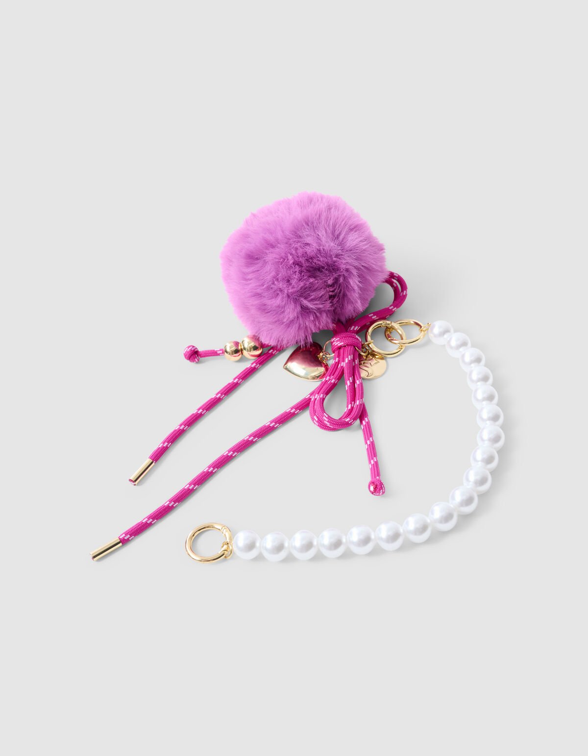 Pompon Parel Bagcharm Donkerpaars SHOEBY ACCESSOIRES