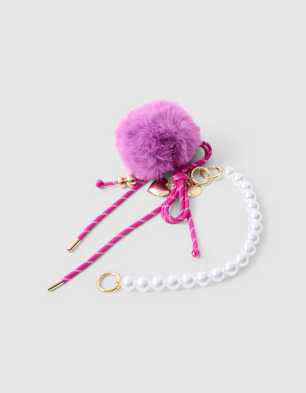 Pompon Parel Bagcharm Donkerpaars SHOEBY ACCESSOIRES