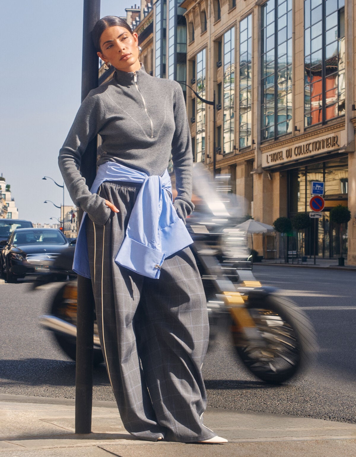 Sporty Ruiten Wide Leg Broek Donkergrijs SHOEBY WOMEN