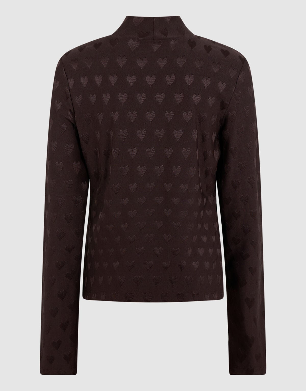 Heart Printed Longsleeve Top Donkerbruin SHOEBY GIRLS