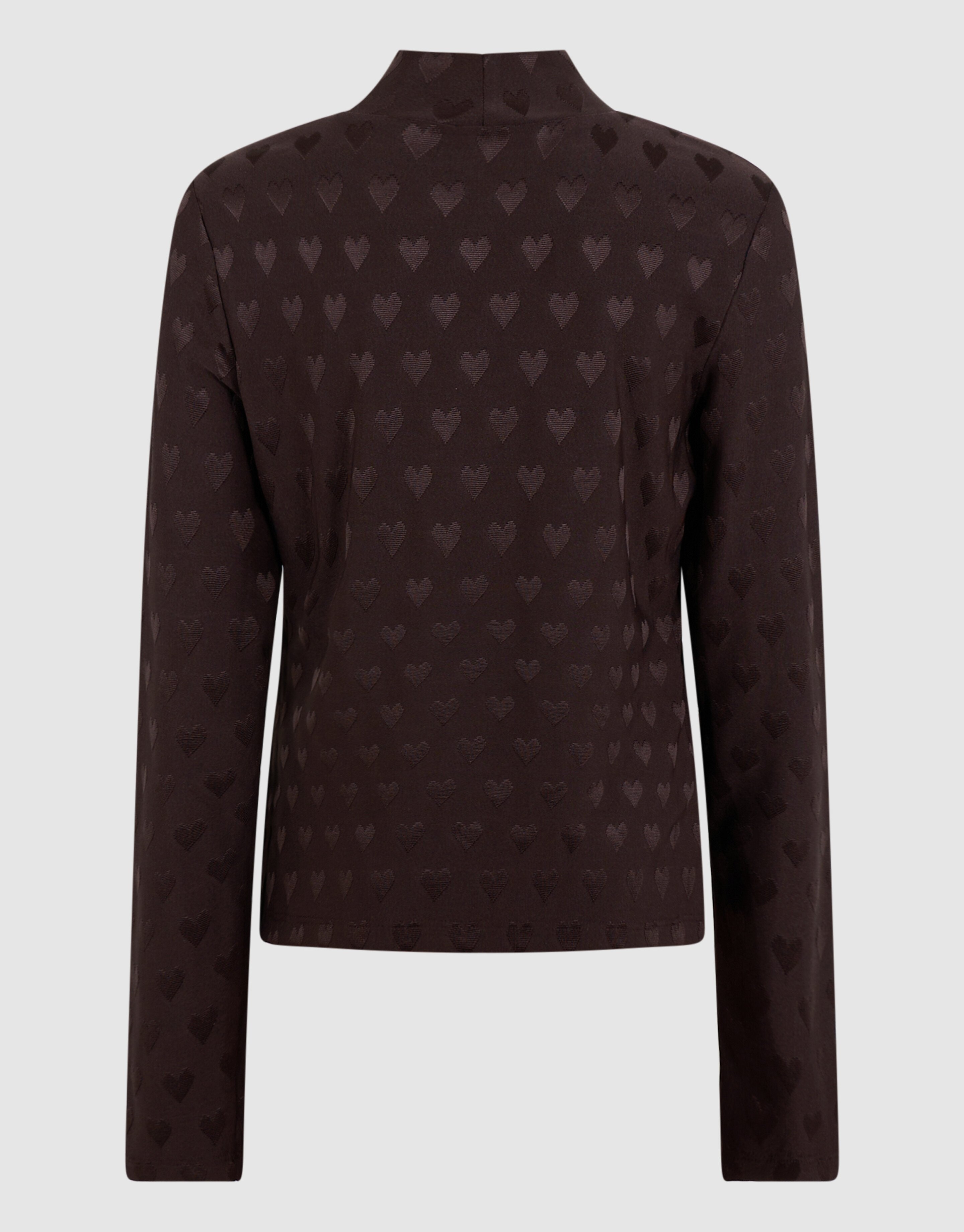 Heart Printed Longsleeve Top Donkerbruin SHOEBY GIRLS