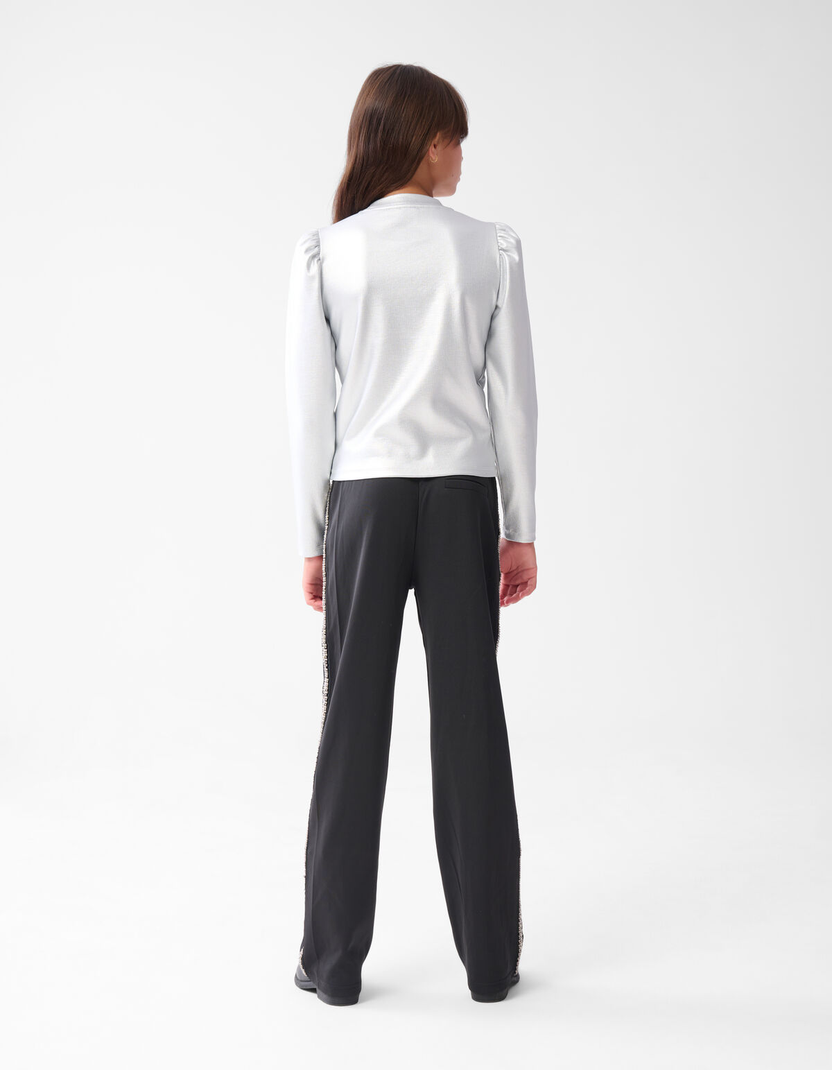 Embellished Wide Leg Broek Zwart SHOEBY GIRLS