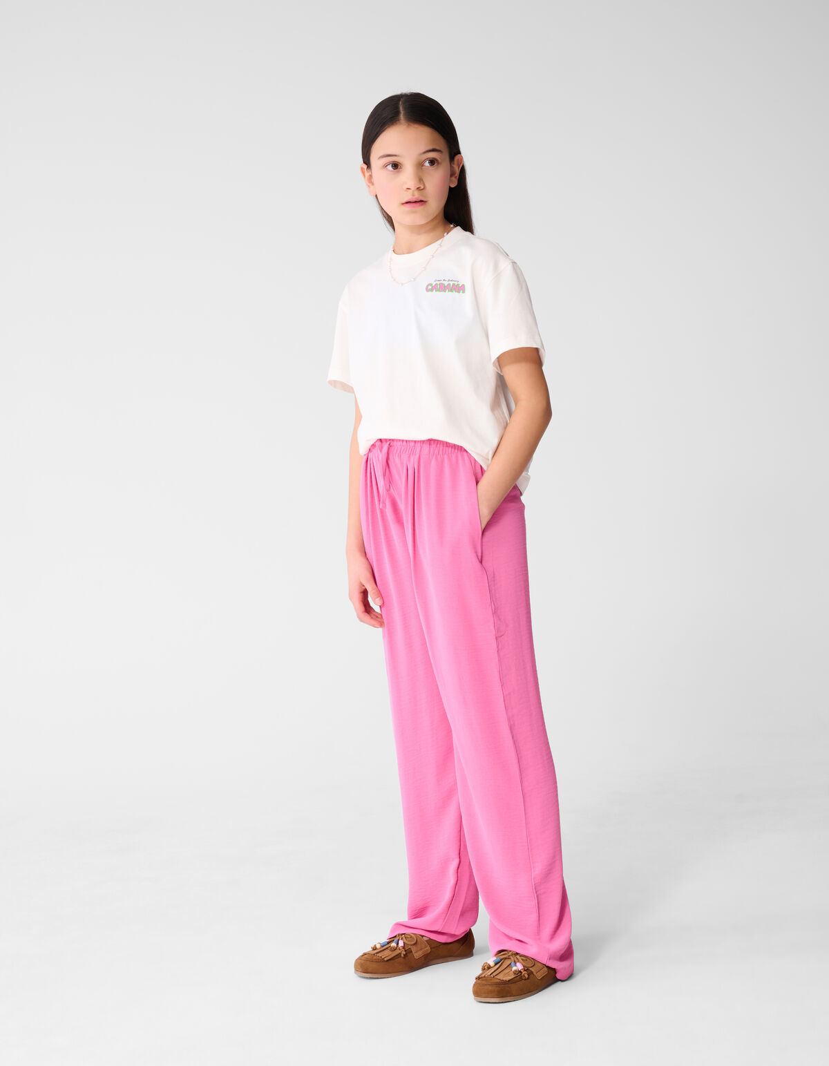 Piping Wide Leg Broek Lichtroze SHOEBY GIRLS