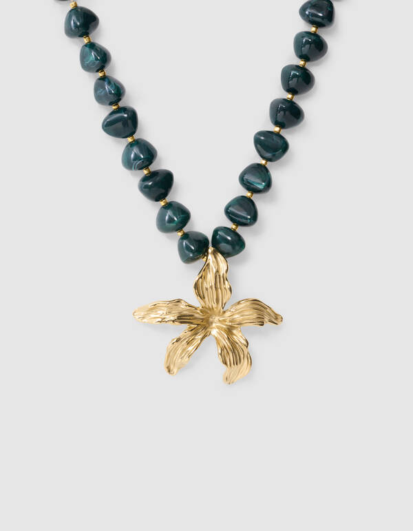 Flower Ketting Donkergroen SHOEBY ACCESSOIRES