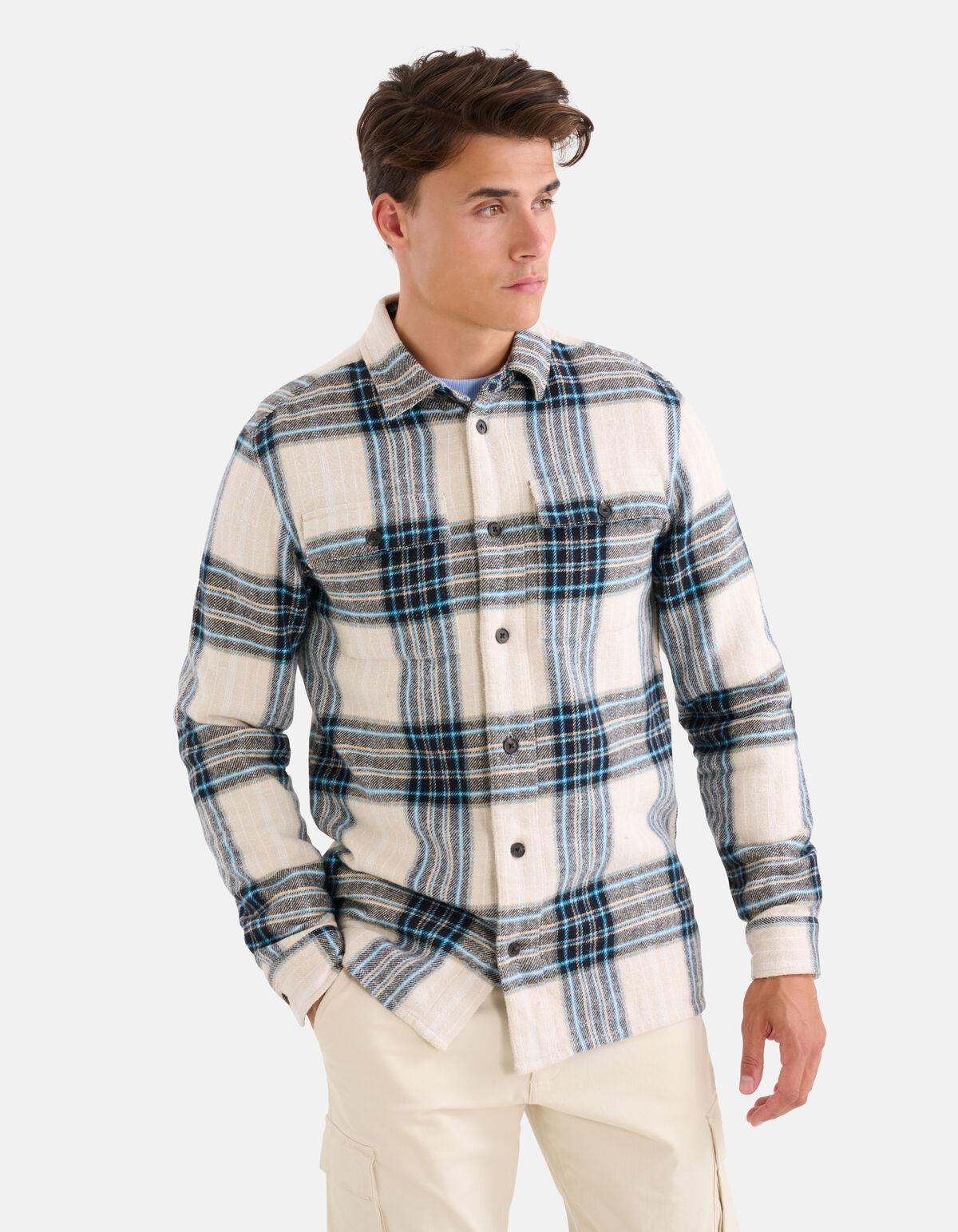 Ruiten Structuur Overhemd Beige SHOEBY MEN