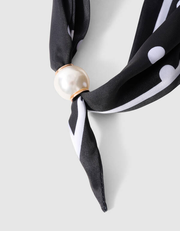 Pearl Dotted Sjaal Ketting Zwart/Wit SHOEBY ACCESSOIRES