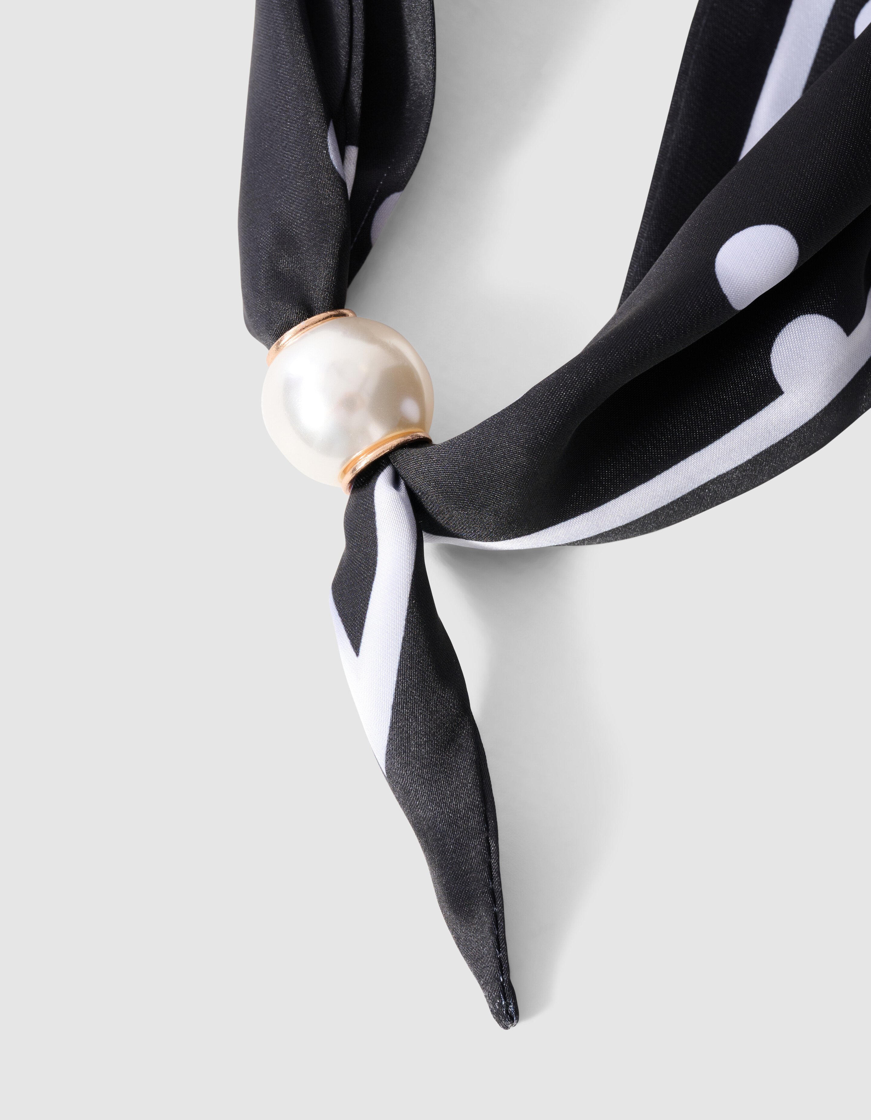 Pearl Dotted Sjaal Ketting Zwart/Wit SHOEBY ACCESSOIRES