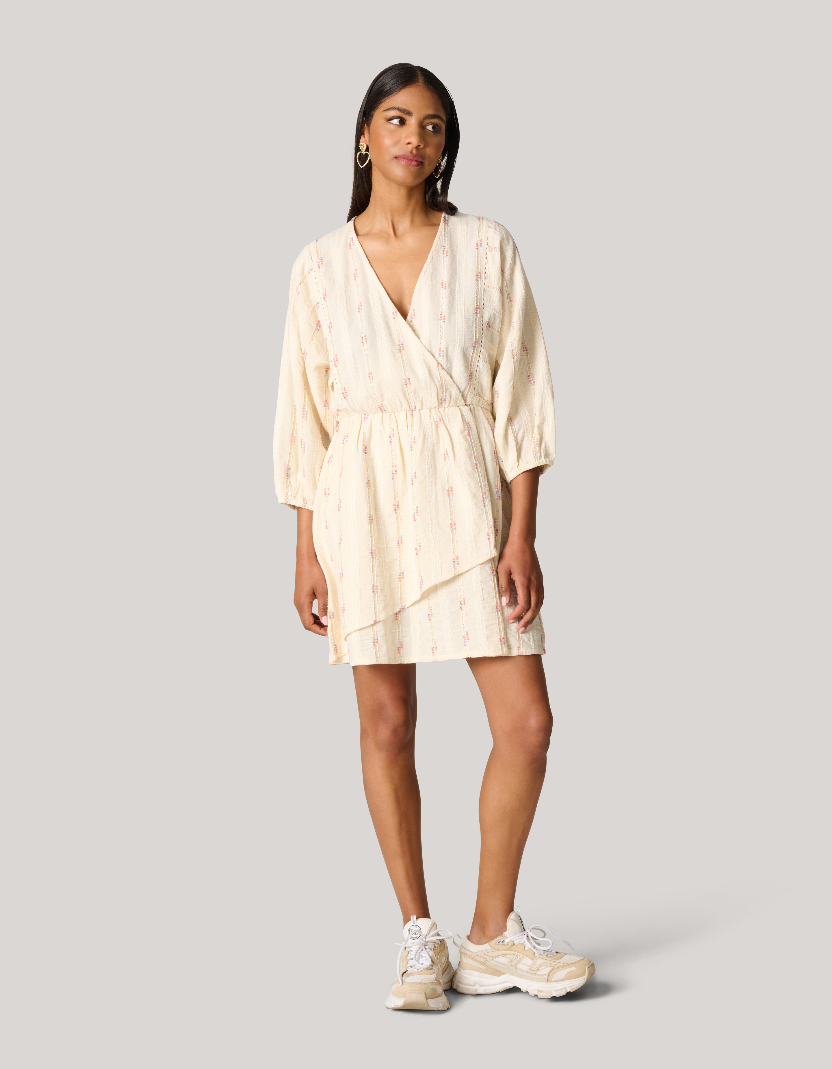 Jacquard Jurk Gebroken Wit SHOEBY WOMEN