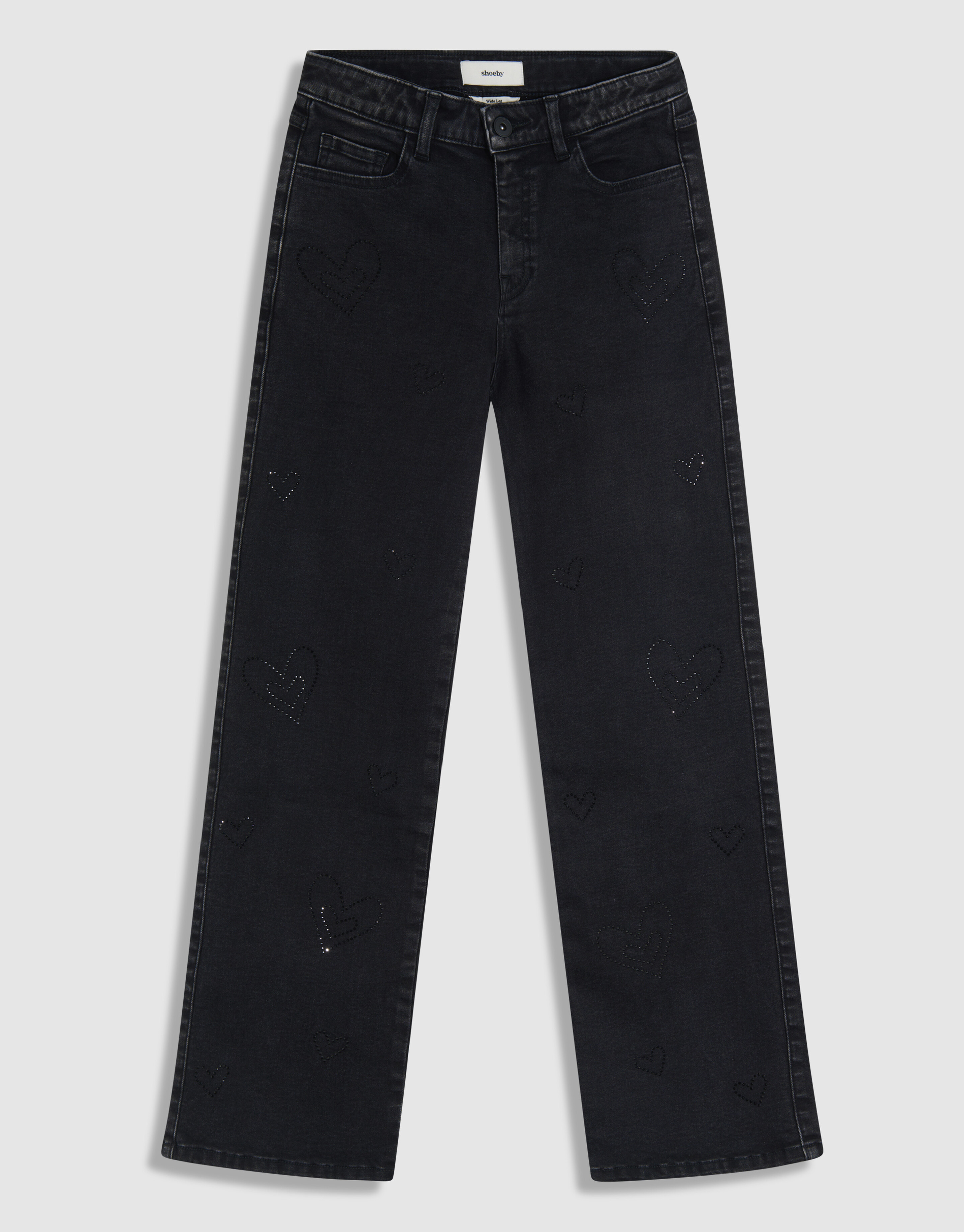 Shiny Heart Straight Fit Jeans Zwart SHOEBY GIRLS