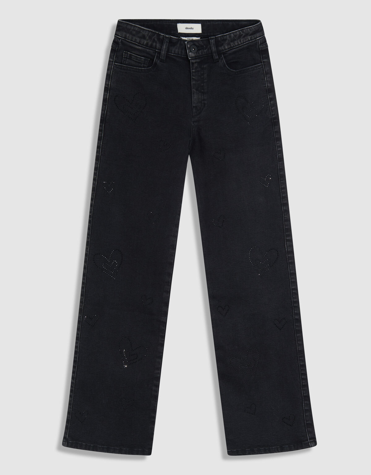 Shiny Heart Straight Fit Jeans Zwart SHOEBY GIRLS