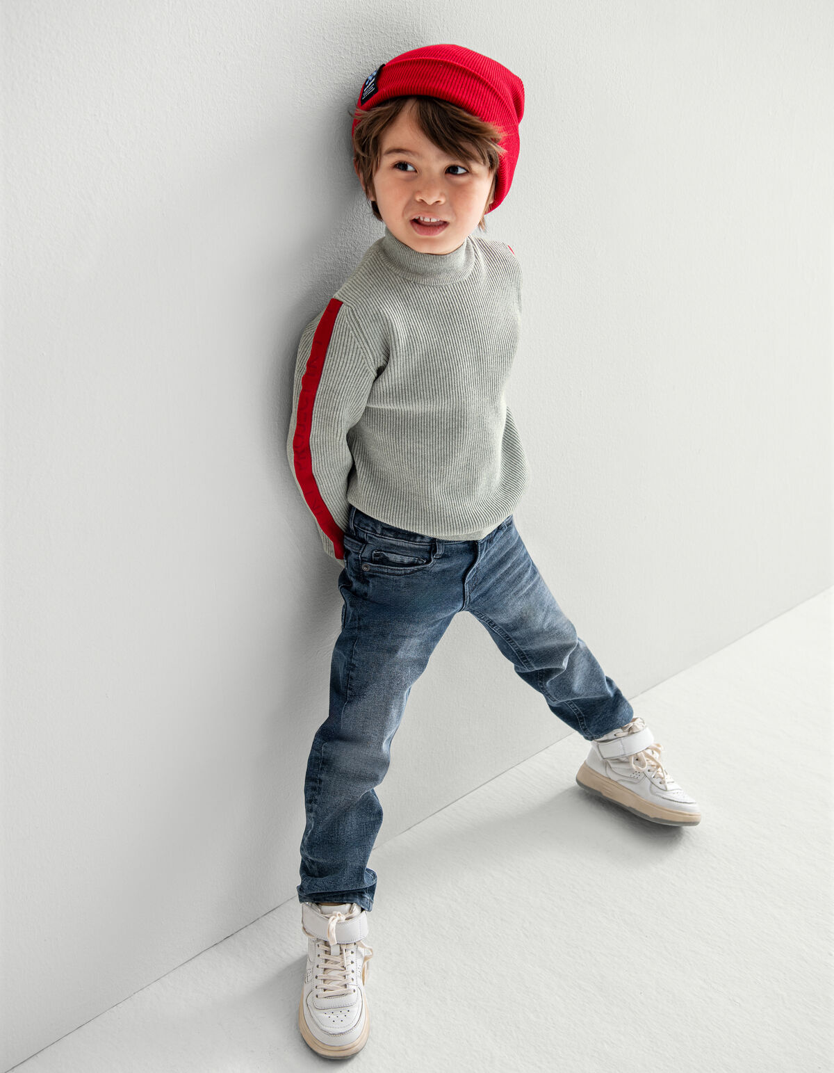Gebreide Tape Trui Lichtgrijs SHOEBY BOYS