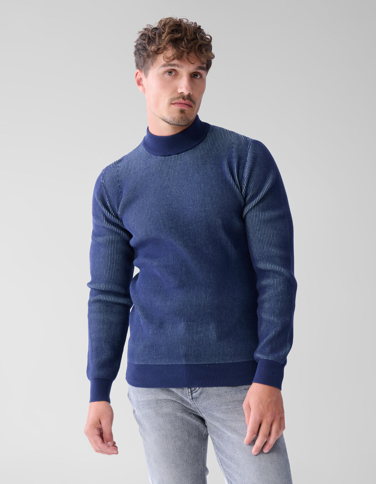 Rib Trui Donkerblauw SHOEBY MEN