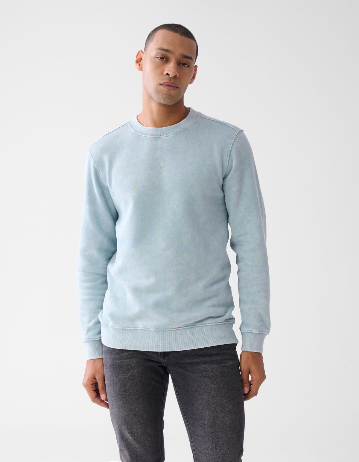 Basis Sweater Washed Lichtblauw SHOEBY MEN