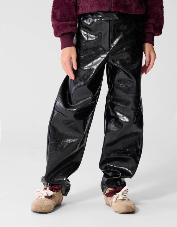 Croco Barrel Fit Broek Zwart SHOEBY GIRLS