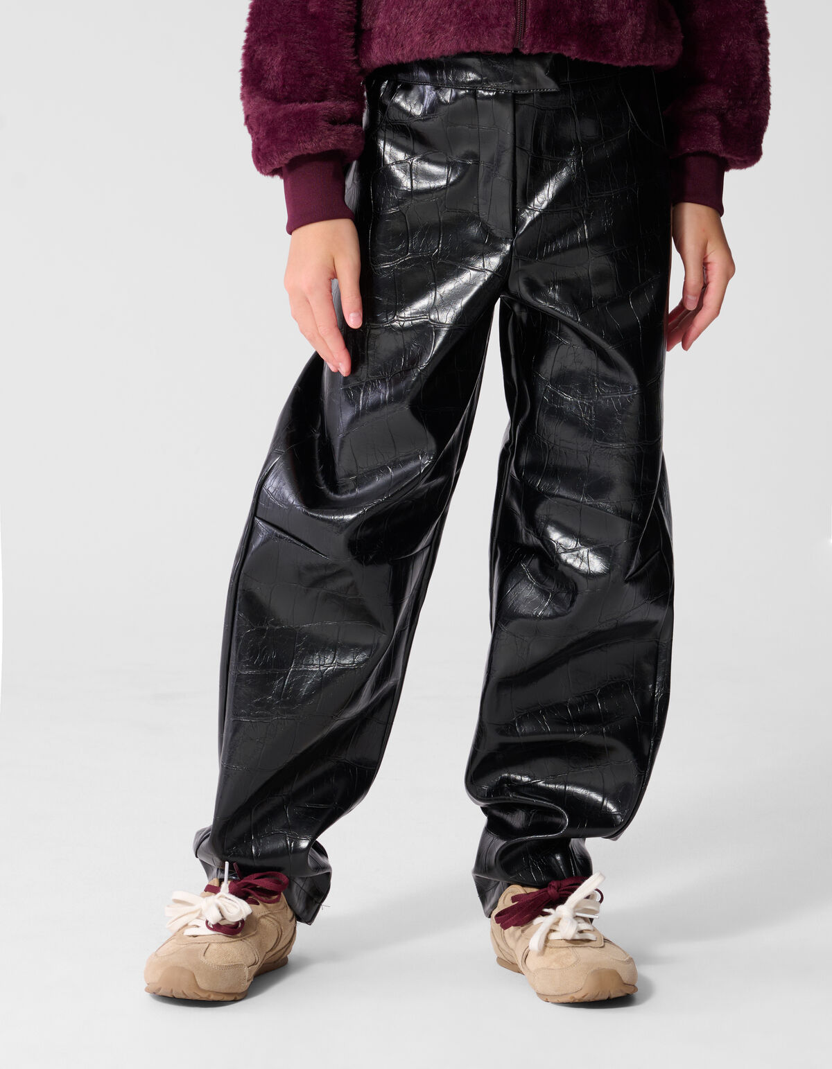 Croco Barrel Fit Broek Zwart SHOEBY GIRLS