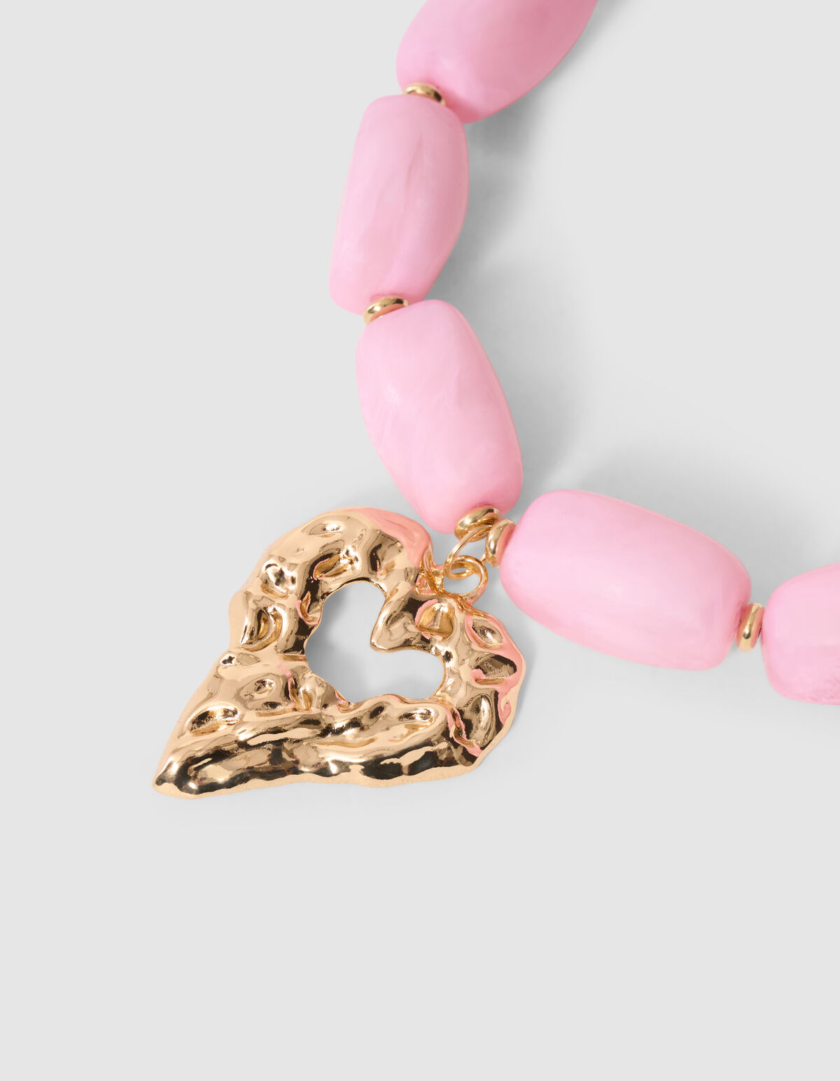 Beaded Heart Ketting Goud/Roze SHOEBY ACCESSOIRES