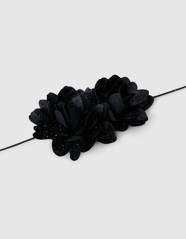 Strass Flower Corsage Zwart SHOEBY ACCESSOIRES