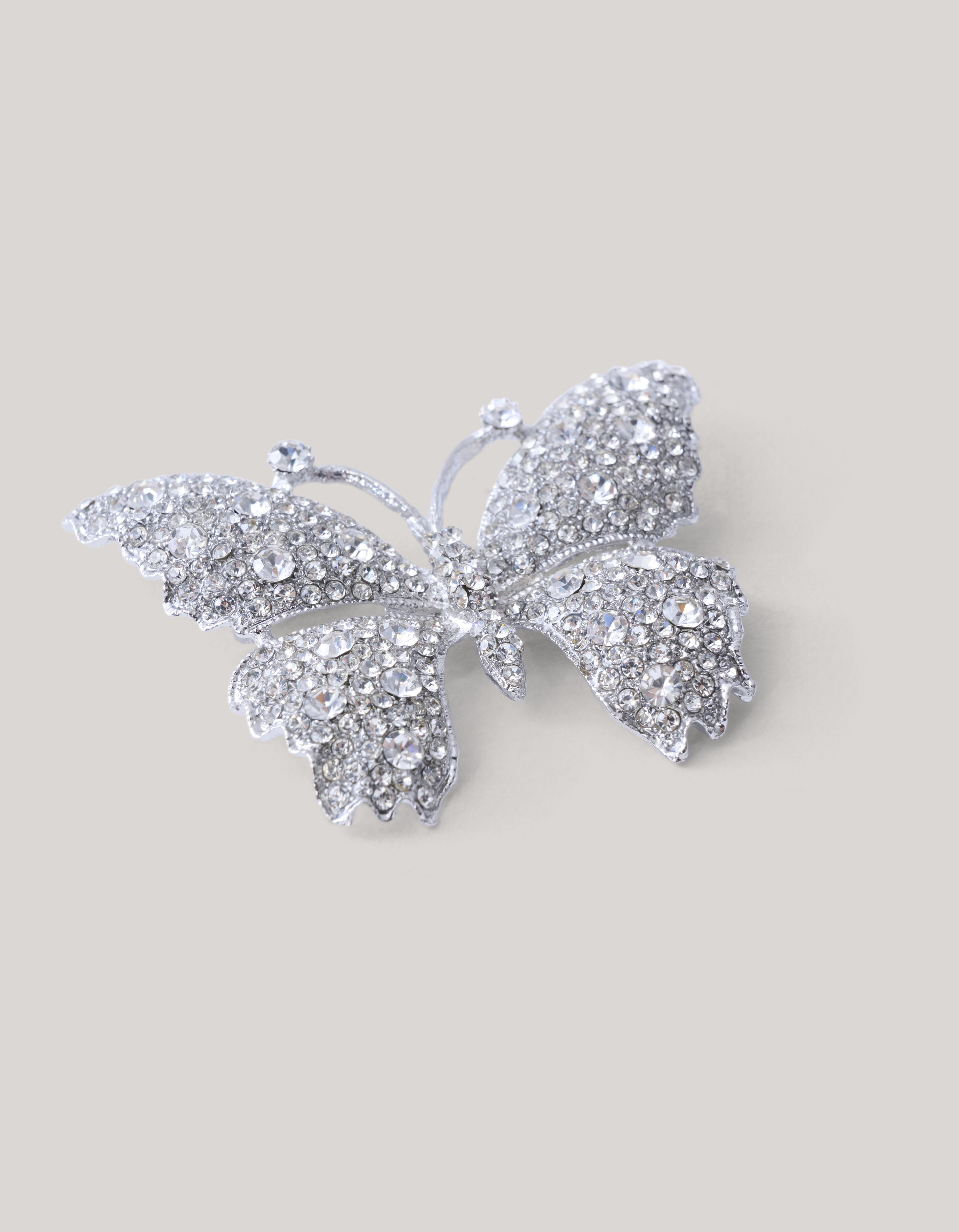 Strass Vlinder Broche Zilver SHOEBY ACCESSOIRES