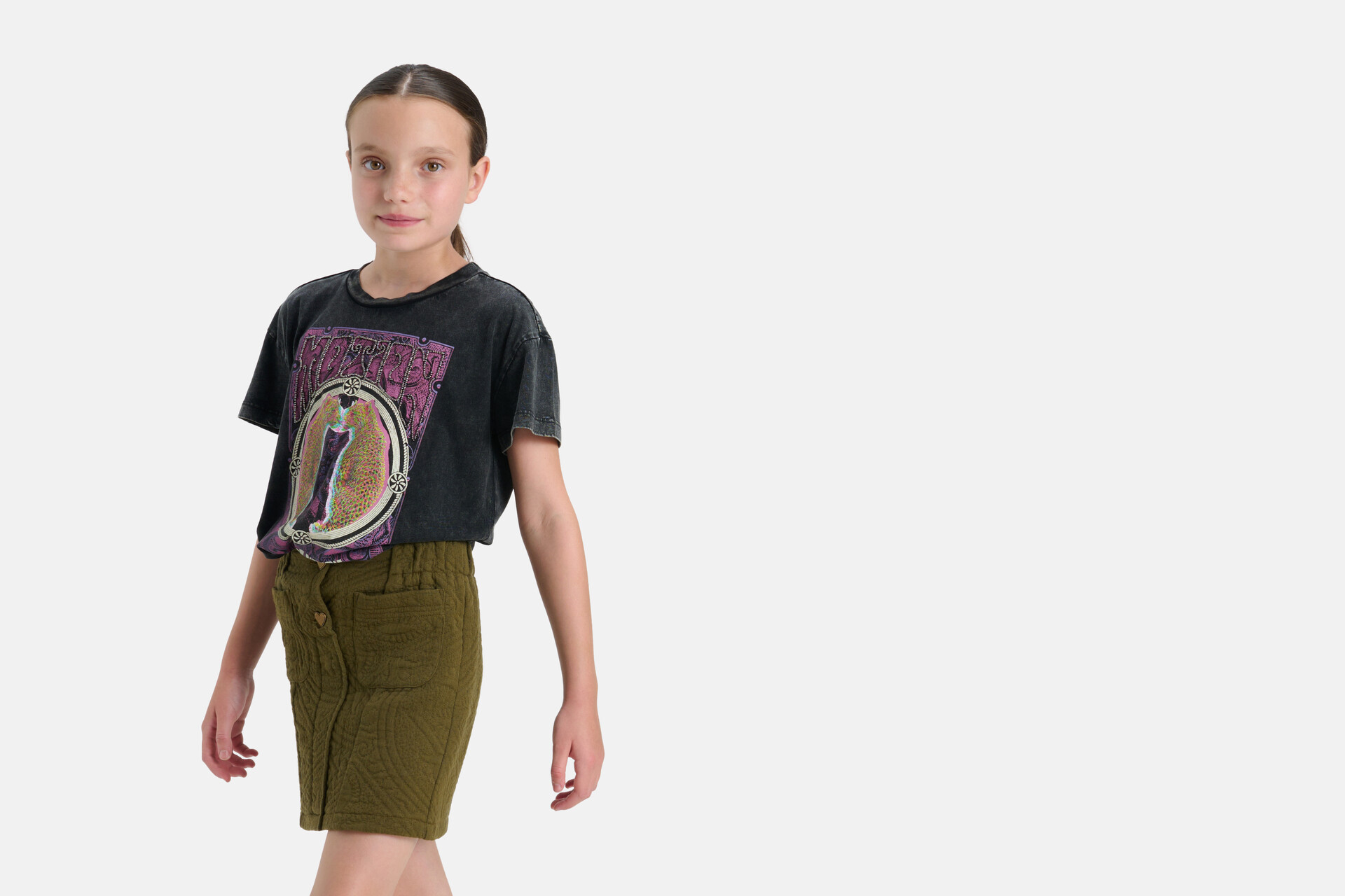 Printed T-shirt Donkergrijs SHOEBY GIRLS