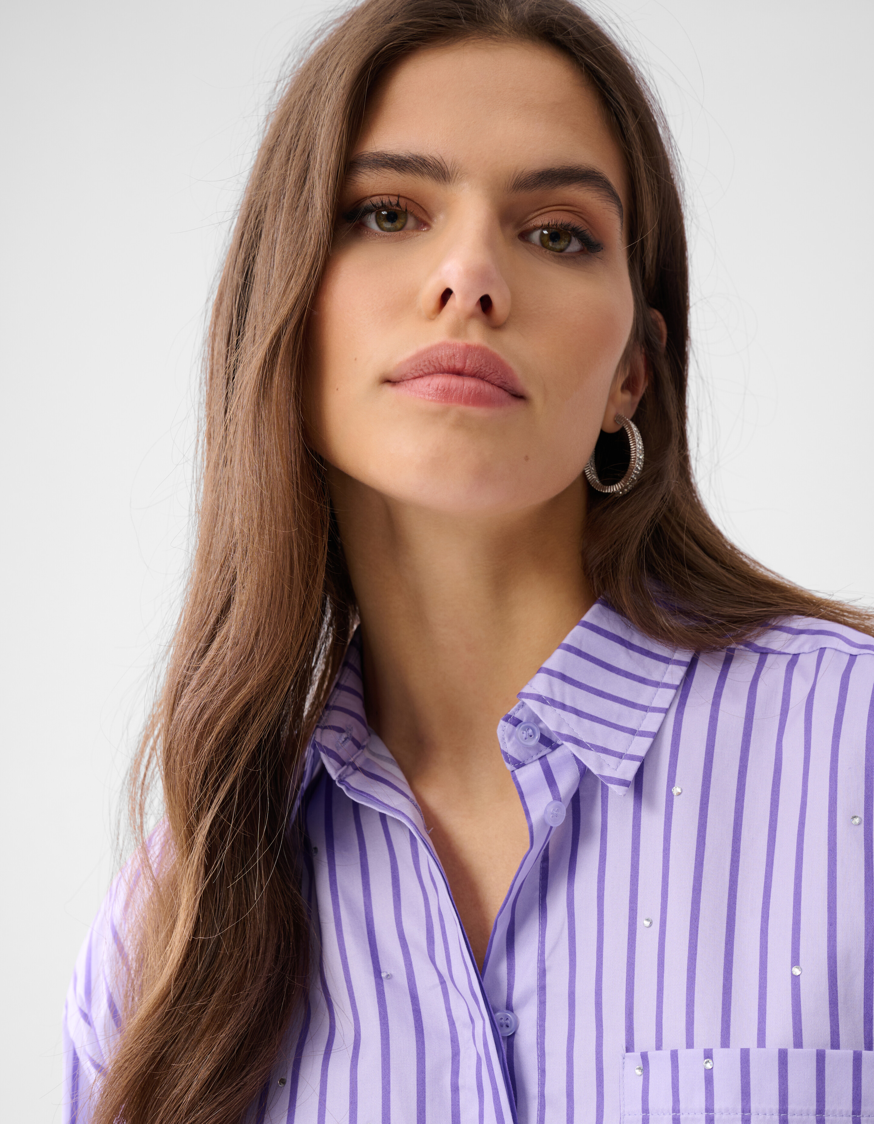 Pinstripe Logo Blouse Paars SHOEBY WOMEN