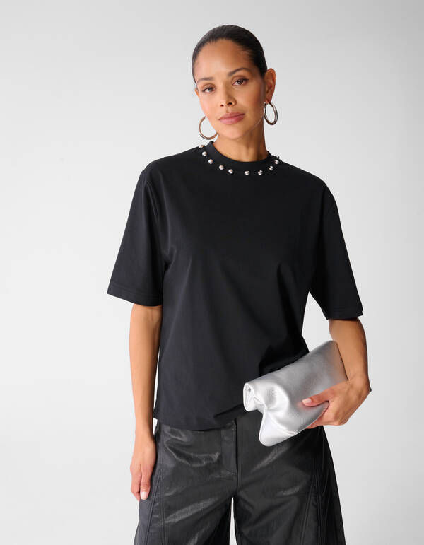 Studded T-shirt Zwart SHOEBY WOMEN