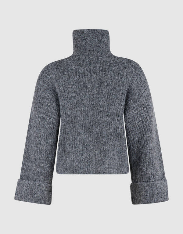 Zip Collar Gebreide Trui Grijs SHOEBY WOMEN