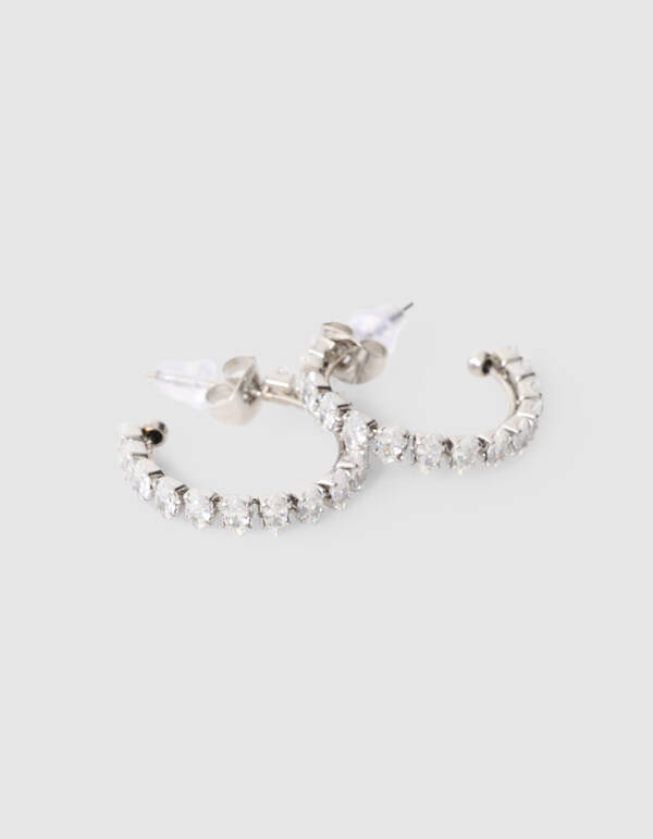 Strass Small Hoop Oorbellen Zilver SHOEBY ACCESSOIRES
