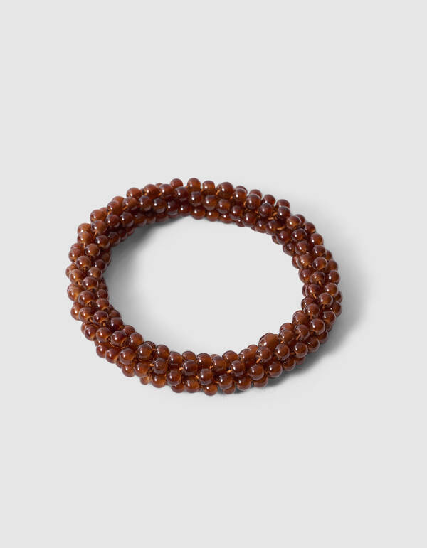 Beaded Haarelastiek Donkerbruin SHOEBY ACCESSOIRES