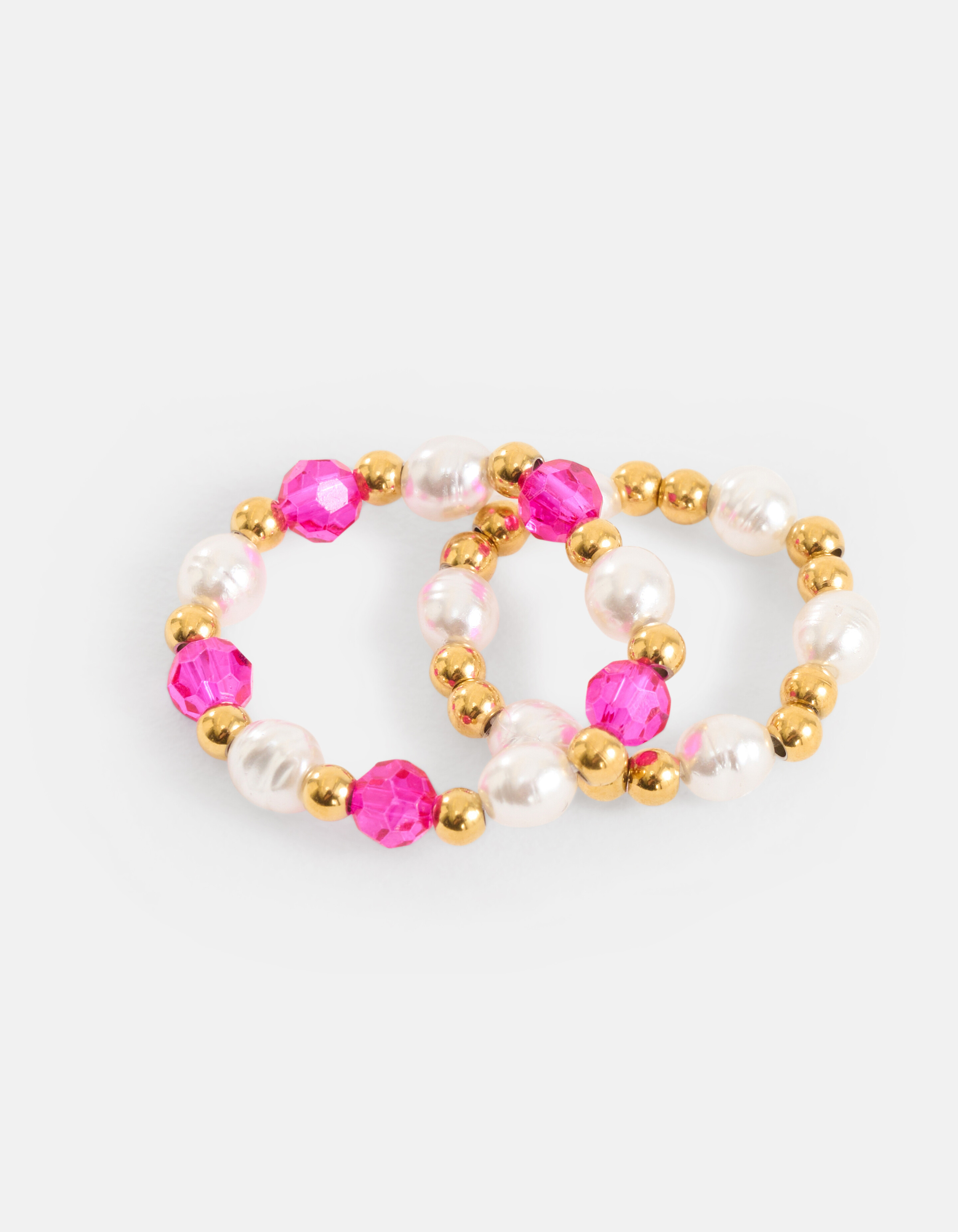 Beaded Parel Ring Set Roze SHOEBY ACCESSOIRES