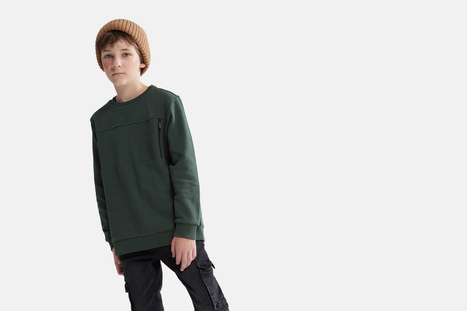Zipper Sweater Donkergroen SHOEBY BOYS