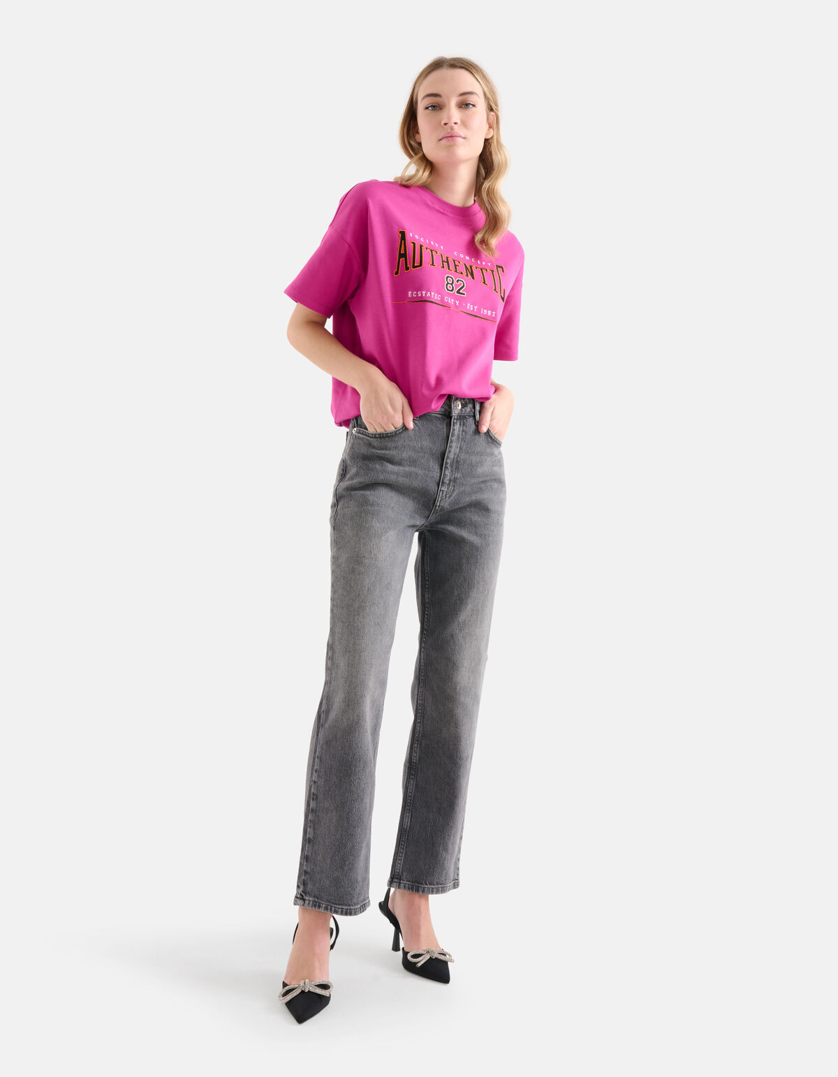 Straight Denim Jeans Grijs SHOEBY WOMEN
