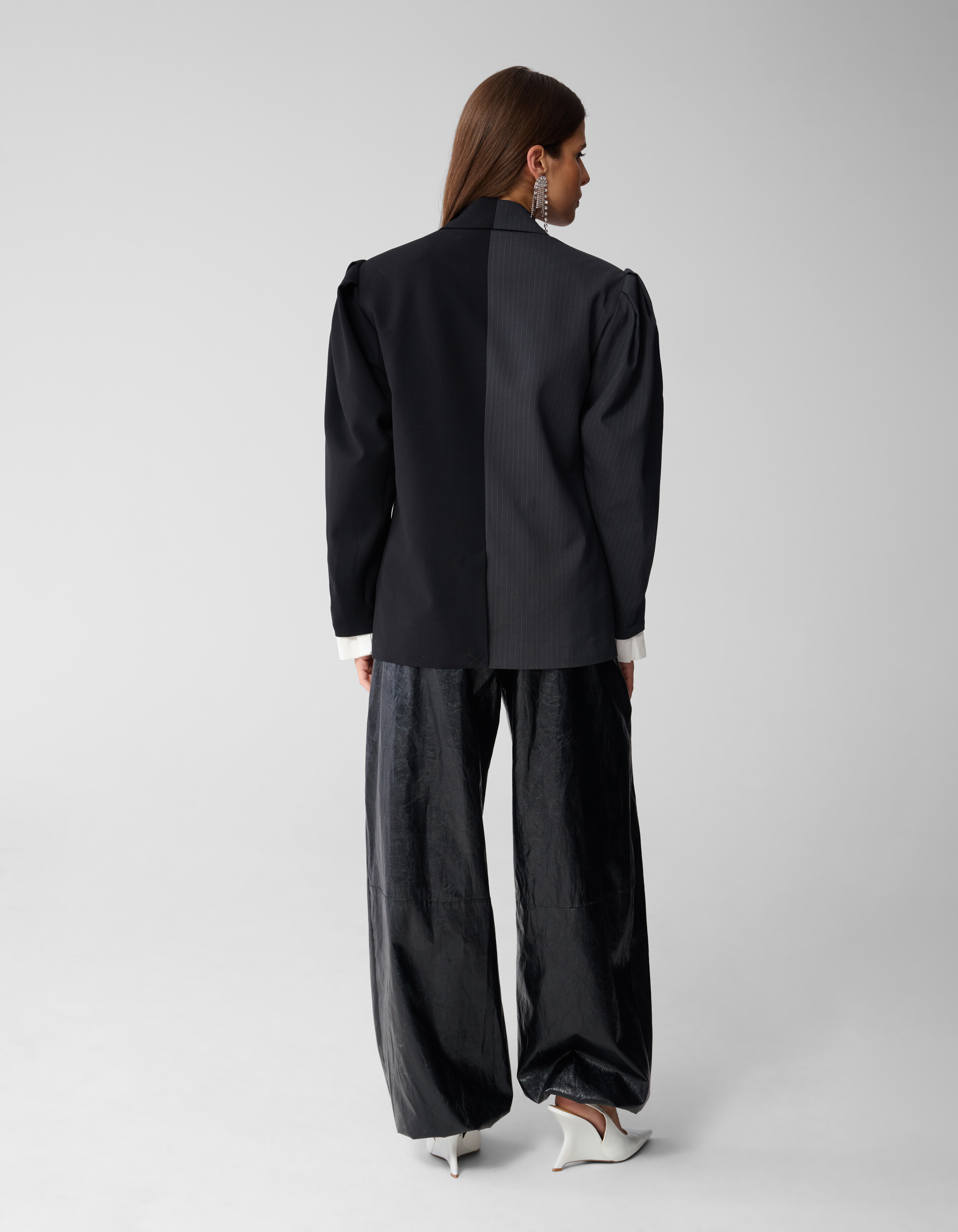 Oversized Pinstripe Mix Blazer Grijs/Zwart SHOEBY WOMEN