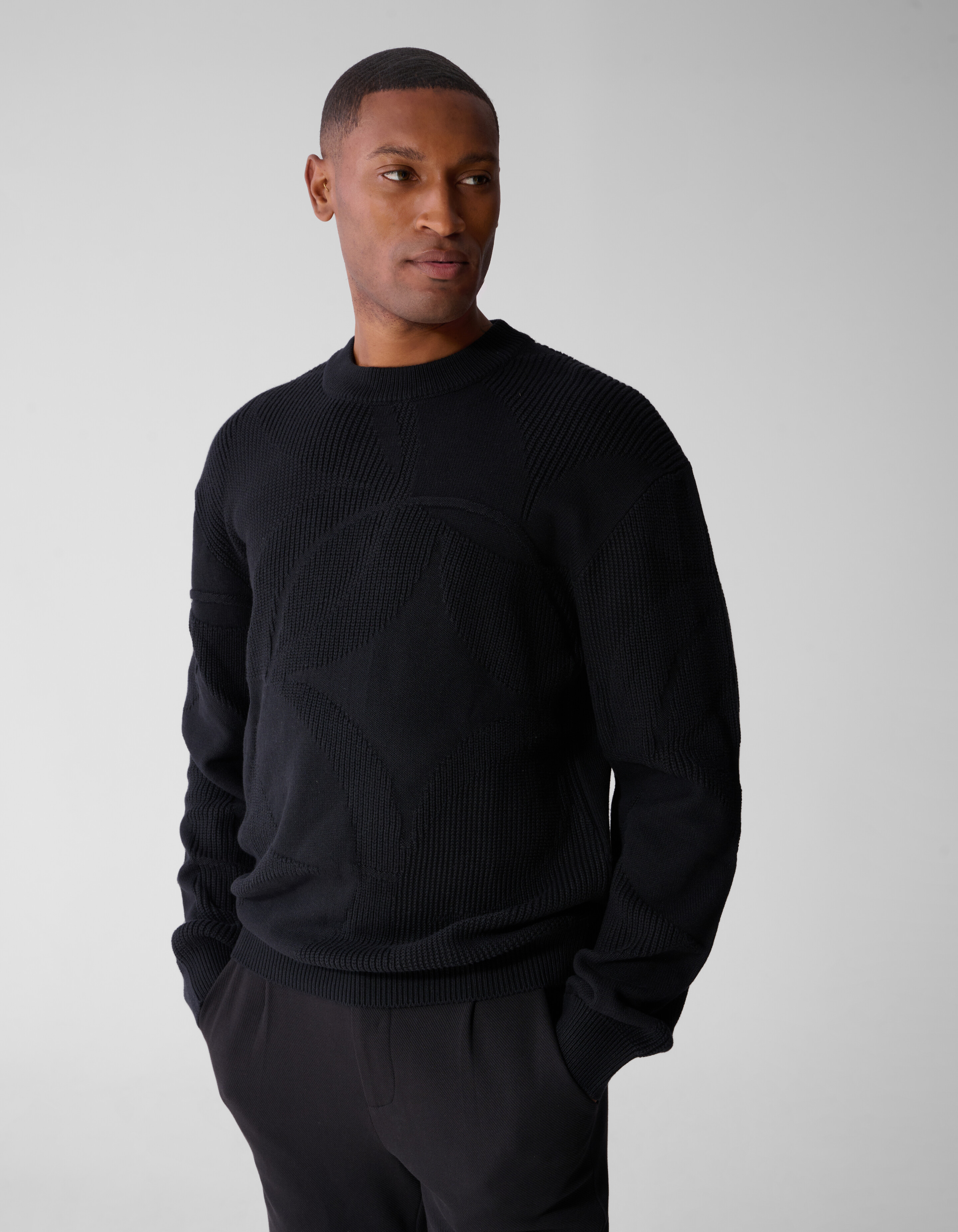 Logoprint Crewneck Gebreide Trui Zwart SHOEBY MEN