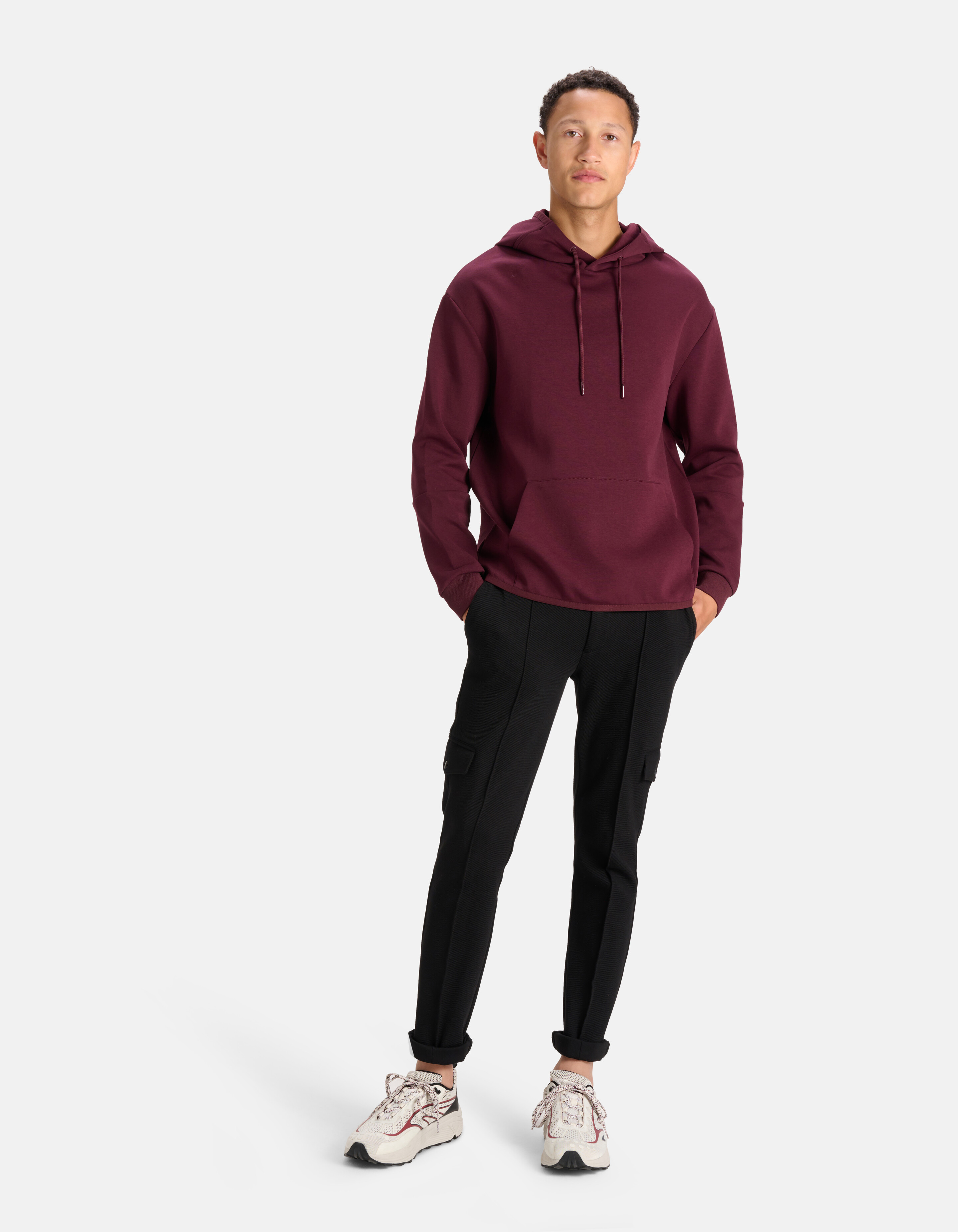 Relaxed Fit Hoodie Donkerrood SHOEBY MEN