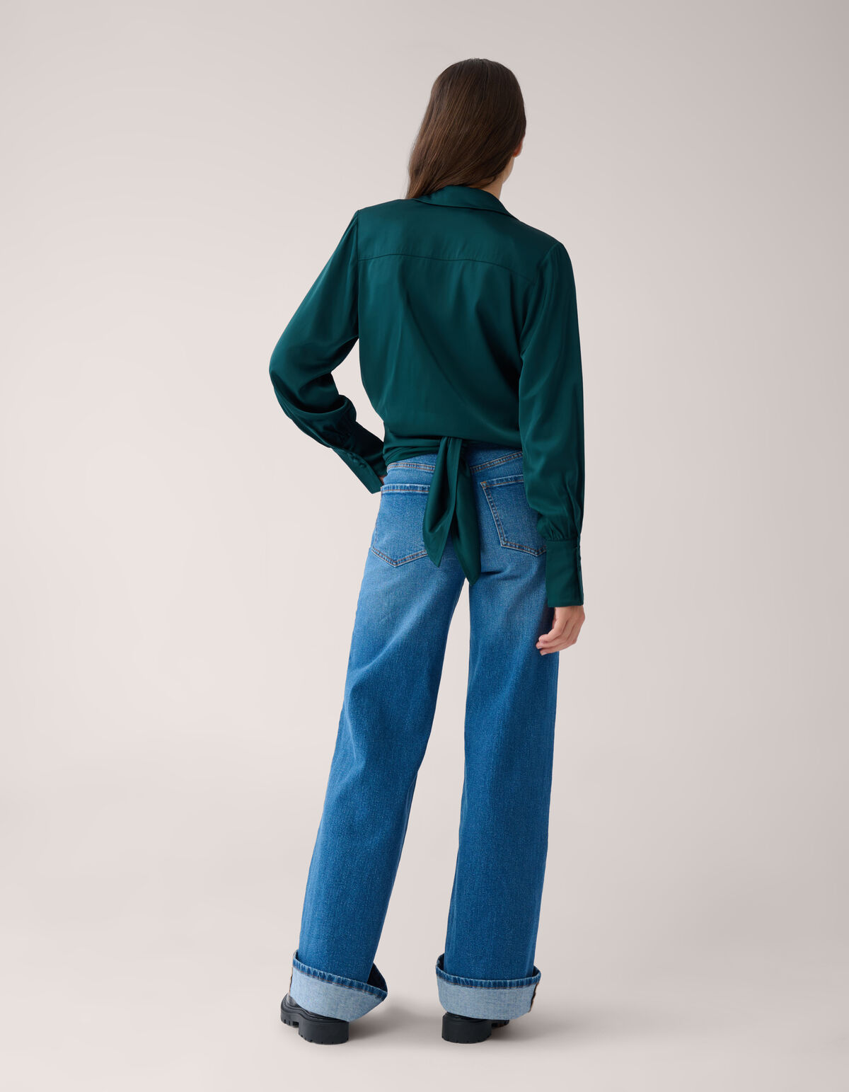 Turn Up Wide Leg Fit Jeans Mediumstone By Mieke SHOEBY WOMEN