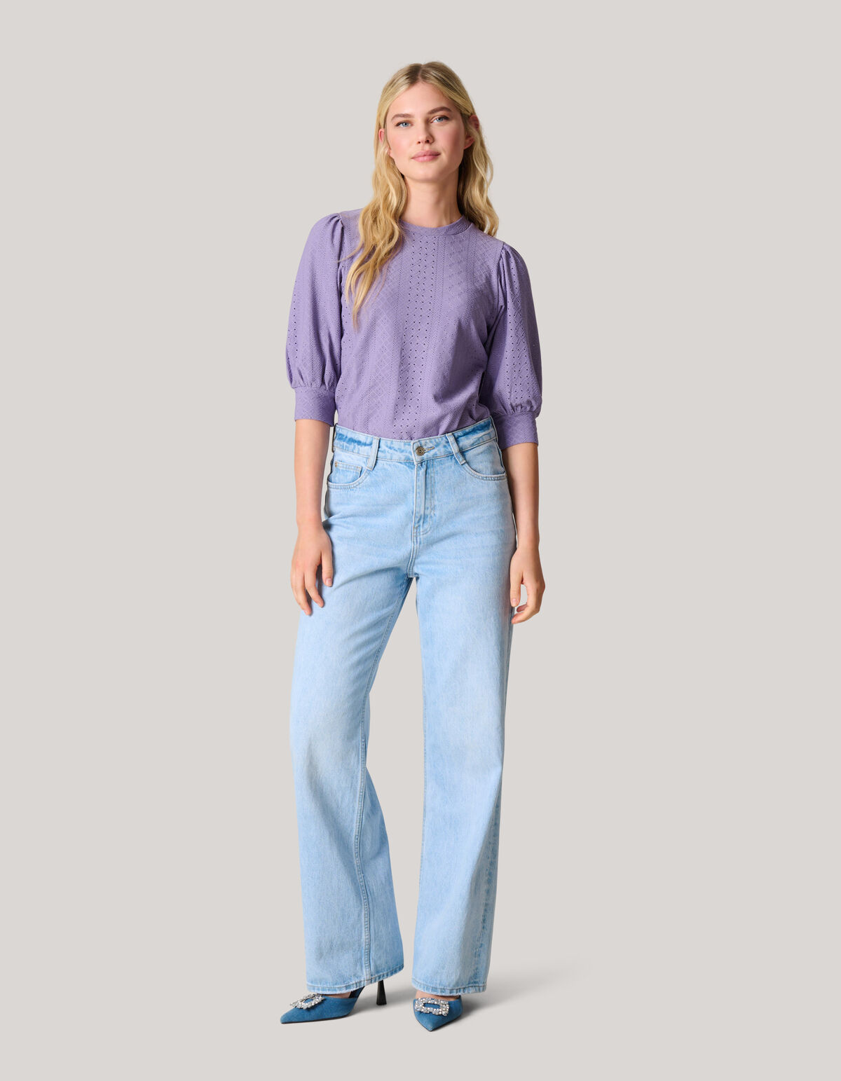 Embroidery Top Paars SHOEBY WOMEN