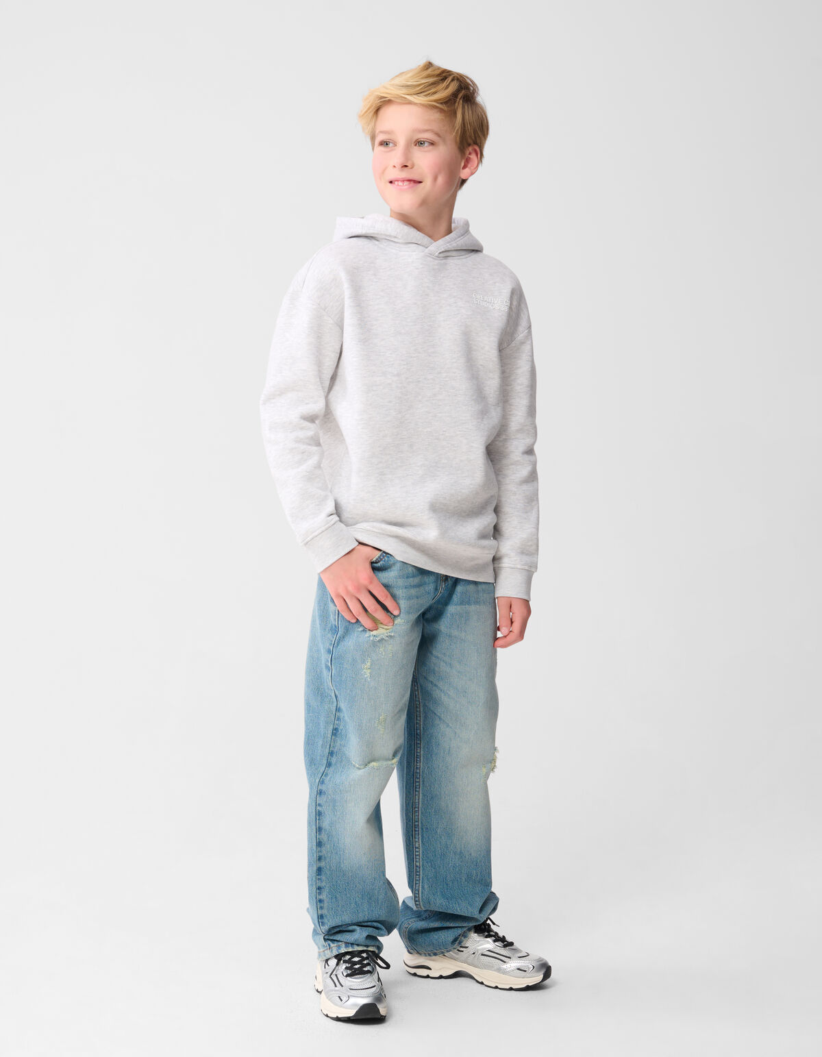 Minimal Hoodie Lichtgrijs SHOEBY BOYS