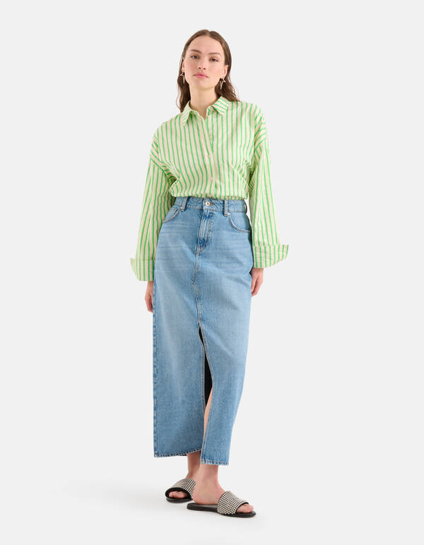 Denim Midi Rok Blauw SHOEBY WOMEN