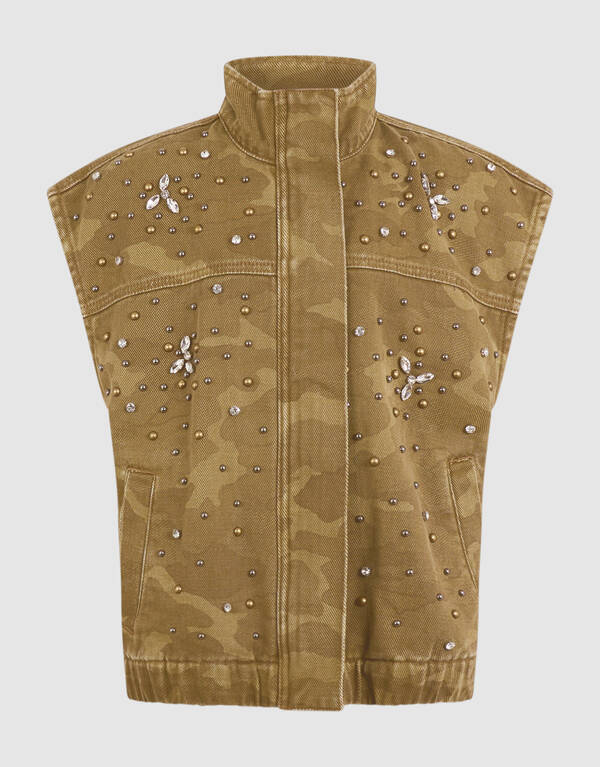 Camo Studded Gilet Groen SHOEBY GIRLS