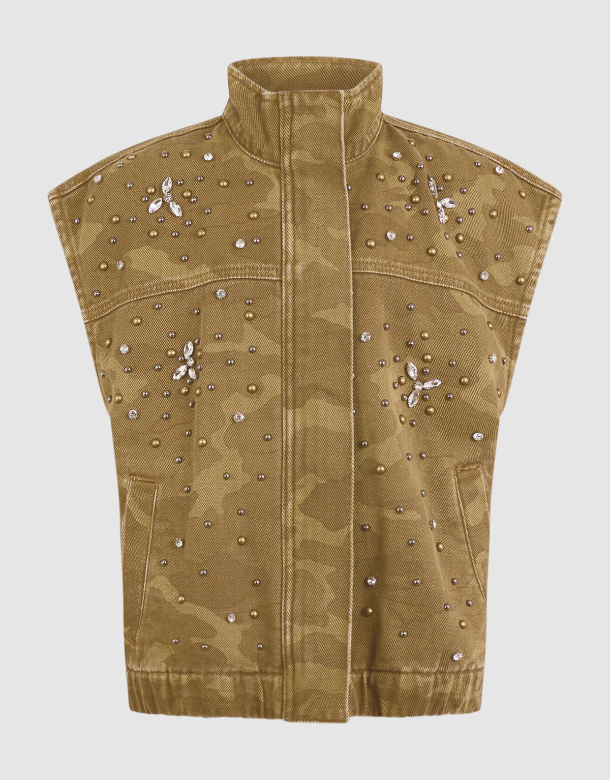 Camo Studded Gilet Groen SHOEBY GIRLS