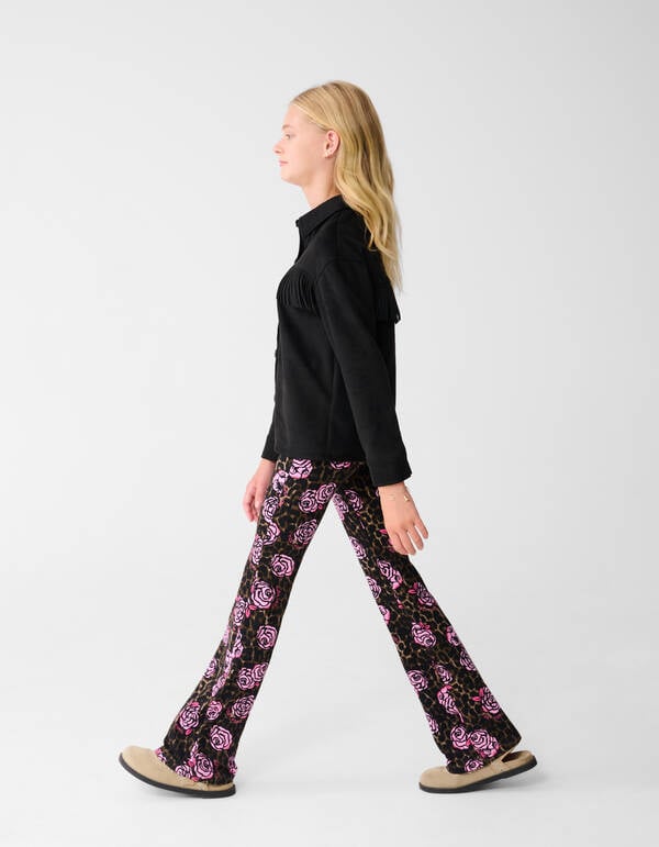 Rose Printed Flared Broek Bruin SHOEBY GIRLS