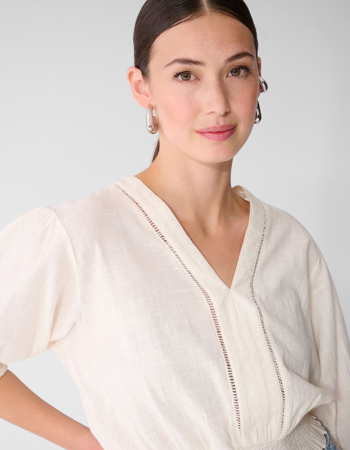 Tape Cropped Top Gebroken Wit SHOEBY WOMEN