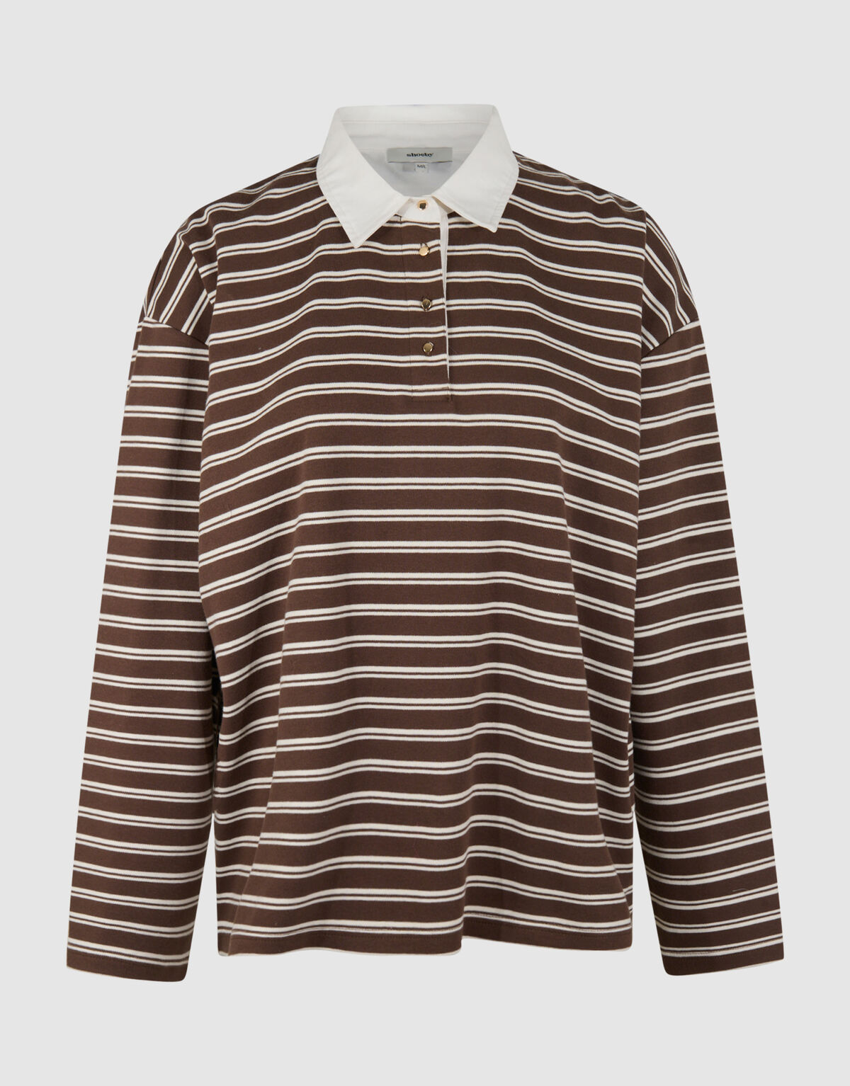 Oversized Stripe Polo T-shirt Bruin SHOEBY WOMEN