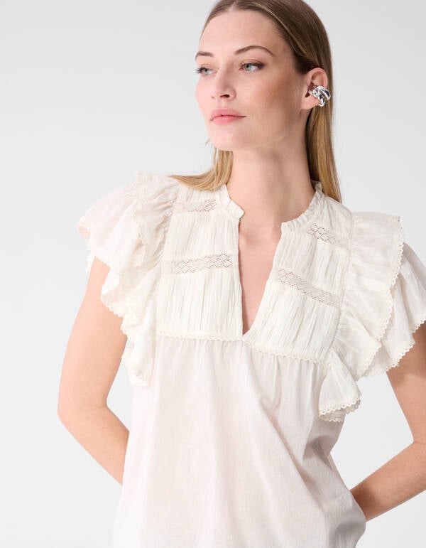 Kanten Ruffle Top Wit SHOEBY WOMEN