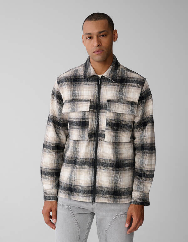 Ruiten Zip Overshirt Gebroken Wit SHOEBY MEN